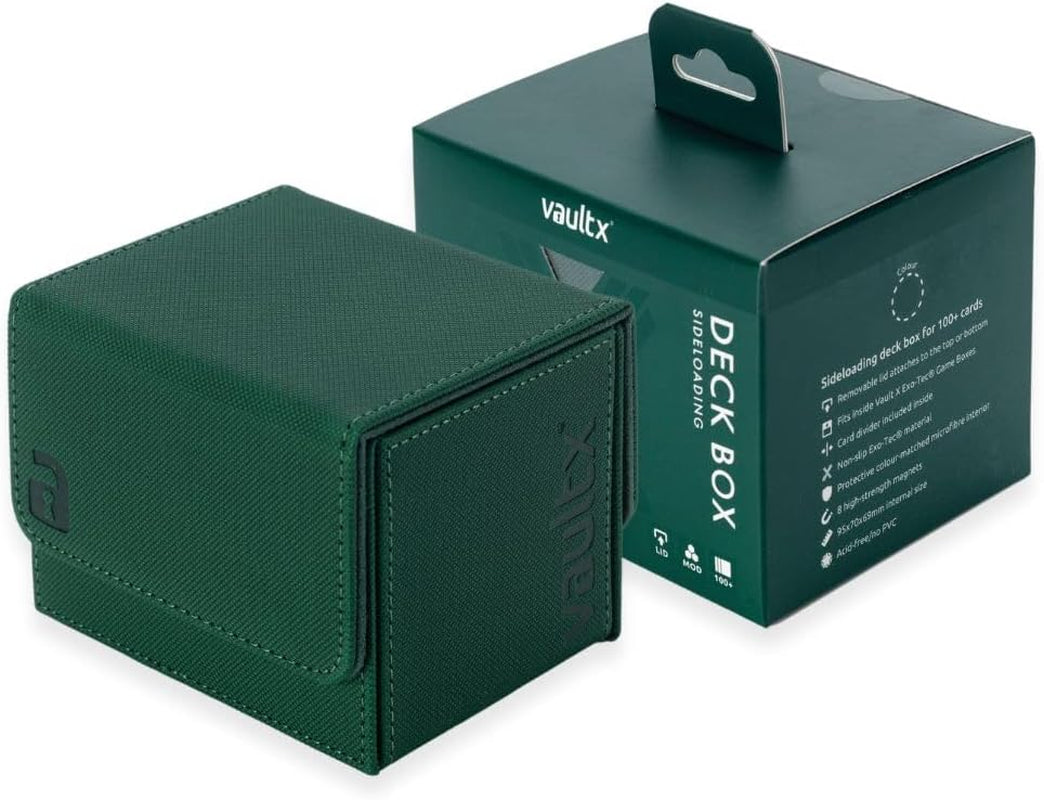Trading Card Sideloading Deck Box, 100+ Sleeved Cards, Premium Exo-Tec Material, Card Holder Storage Box, Detachable Magnetic Lid, for MTG Commander Game, TCG (Green)