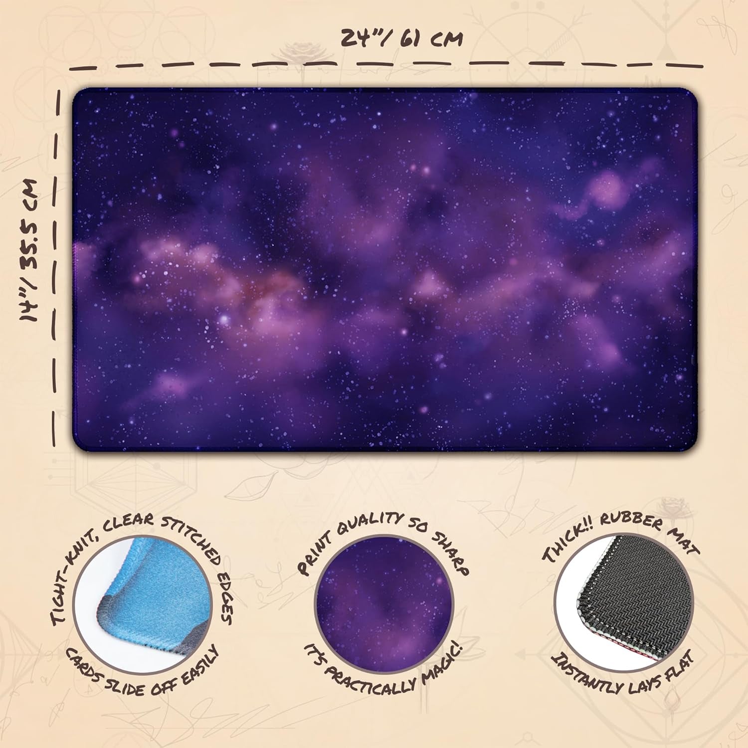 Cosmic Black (Stitched) - MTG Playmat - Compatible with Magic the Gathering Playmat - Play MTG, Yugioh, TCG - Original Play Mat Art Designs & Accessories